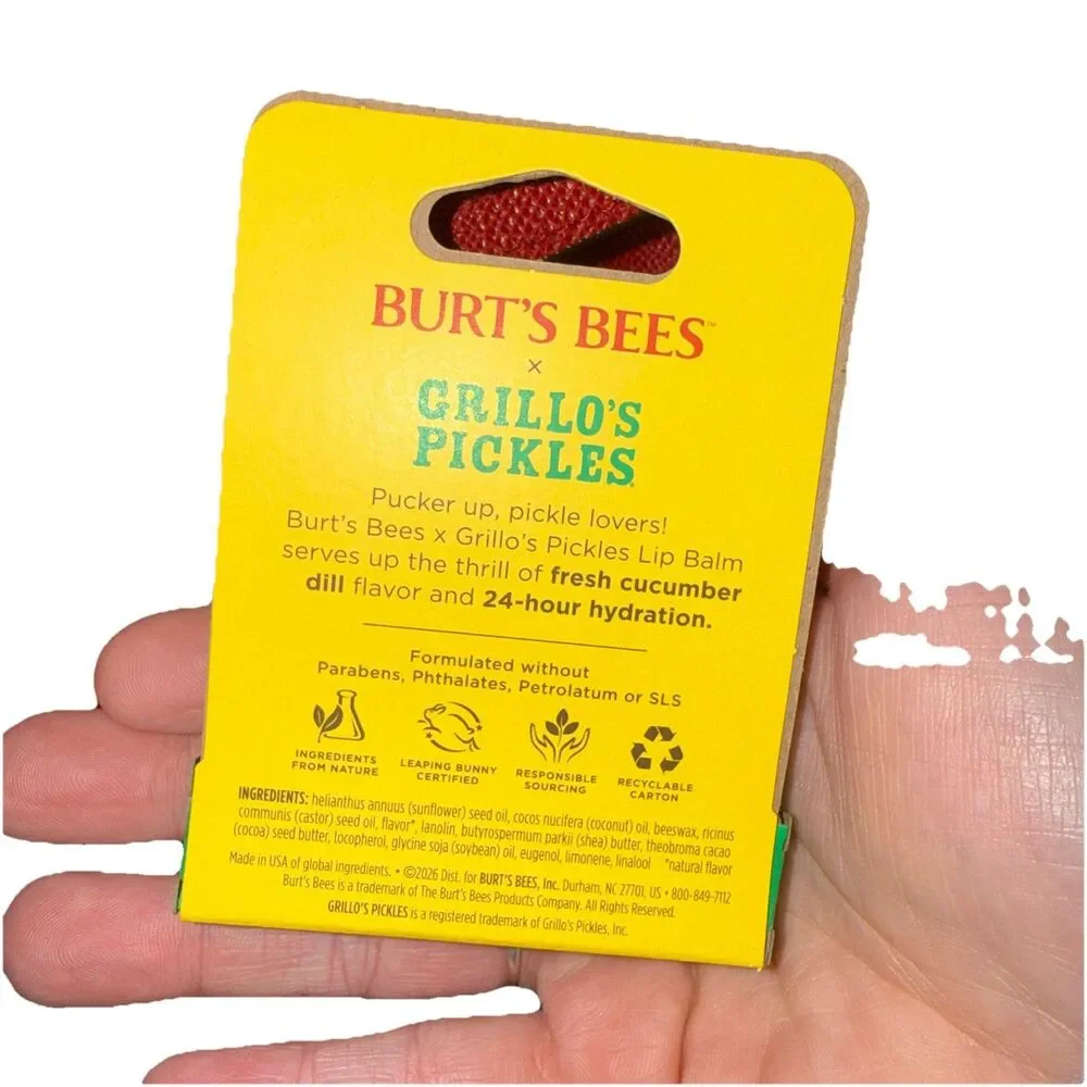 Burt's Bees x Grillo's Pickles Moisturizing Hydrating Lip Balm, 0.15 oz
